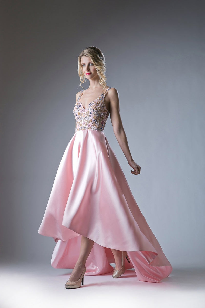Pink Satin High Low Dress By Cinderella Divine -84406