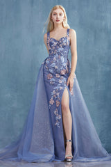 MyFashion.com - NIGHT ROSE BEADED EMBROIDERED SHEATH GOWN WITH OVERSKIRT. BACK ZIPPER CLOSURE(A0894) - Andrea&Leo promdress eveningdress fashion partydress weddingdress 
 gown homecoming promgown weddinggown 