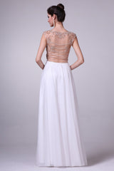 Beaded Cap Sleeve A-Line Chiffon Evening Gown By Cinderella Divine -8716