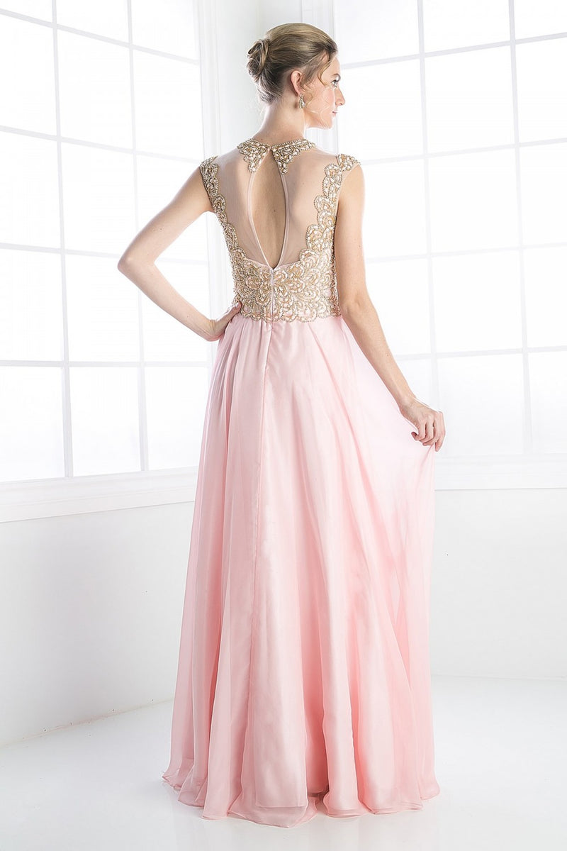 Jeweled Illusion A-Line Gown by Cinderella Divine -8732