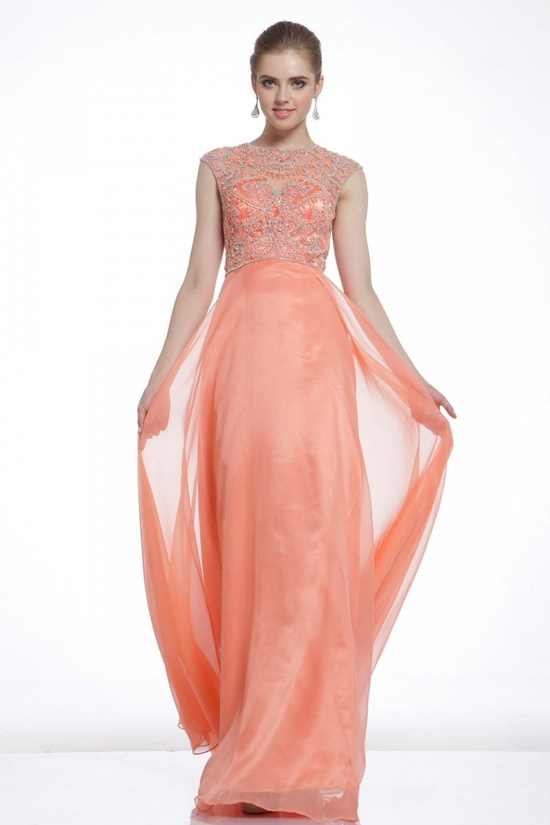 Beaded Jewel A-Line Evening Dress By Cinderella Divine -8749