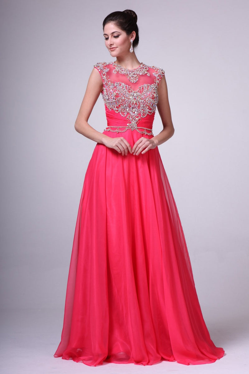 Crystal Embellished Ruched Evening Gown By Cinderella Divine -8785