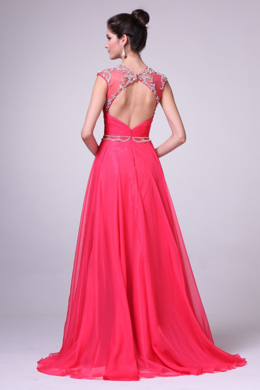 Crystal Embellished Ruched Evening Gown By Cinderella Divine -8785