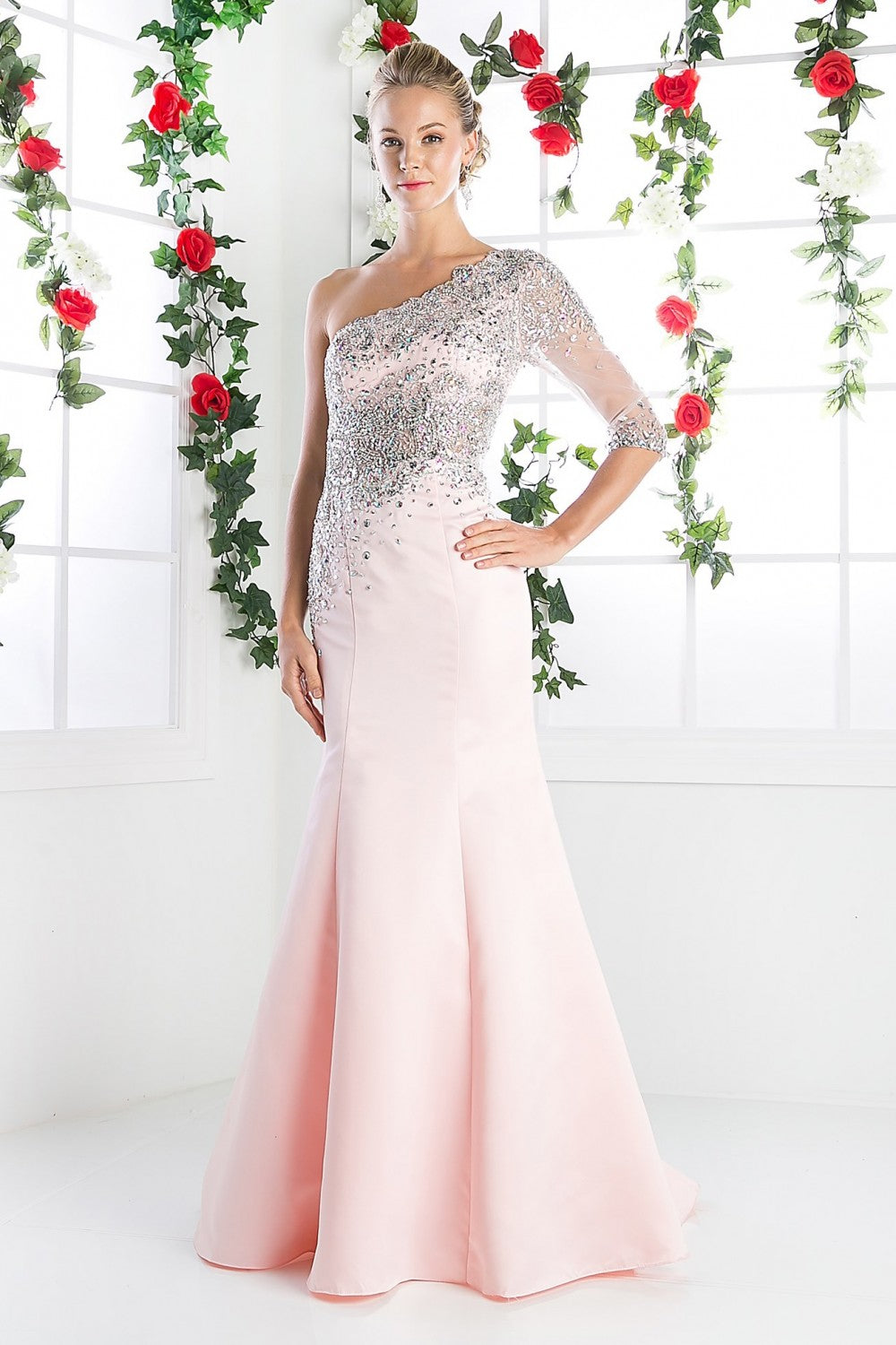 MyFashion.com - Beaded Satin Mermaid Gown( 8789) - Cinderella Divine promdress eveningdress fashion partydress weddingdress 
 gown homecoming promgown weddinggown 