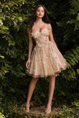 Short Glitter Print Dress By Cinderella Divine -9243