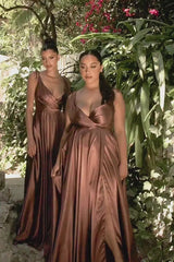 Flowy Satin A-Line Gown By Cinderella Divine -BD105