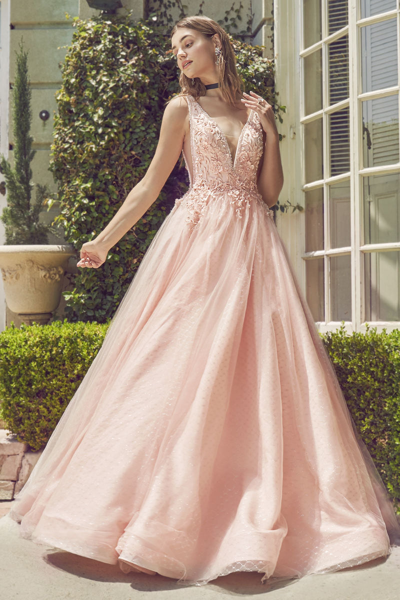 MyFashion.com - LACE AND GLITTER V-NECKLINE BALLGOWN(A0696) - Andrea&Leo promdress eveningdress fashion partydress weddingdress 
 gown homecoming promgown weddinggown 