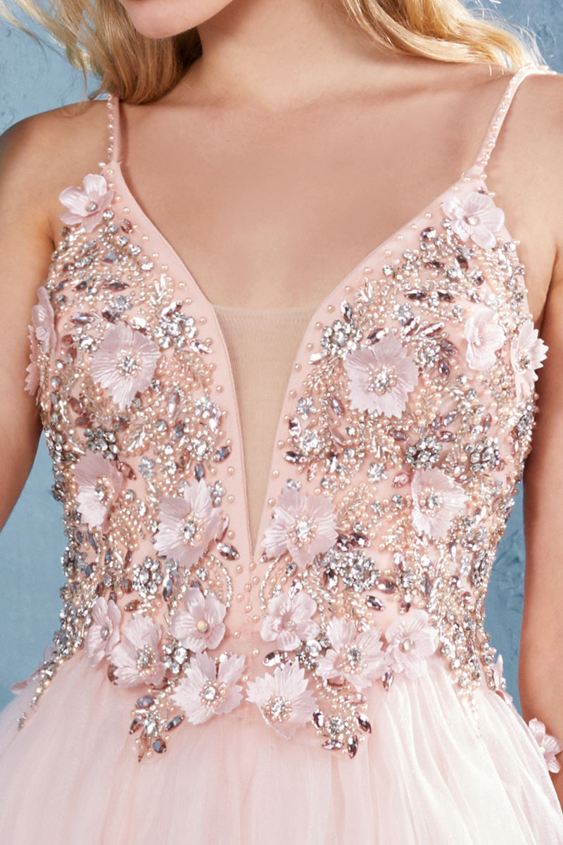 MyFashion.com - BLOSSOM 3D FLORAL TULLE A-LINE GOWN WITH BACK ZIPPER CLOSURE(A0721) - Andrea&Leo promdress eveningdress fashion partydress weddingdress 
 gown homecoming promgown weddinggown 