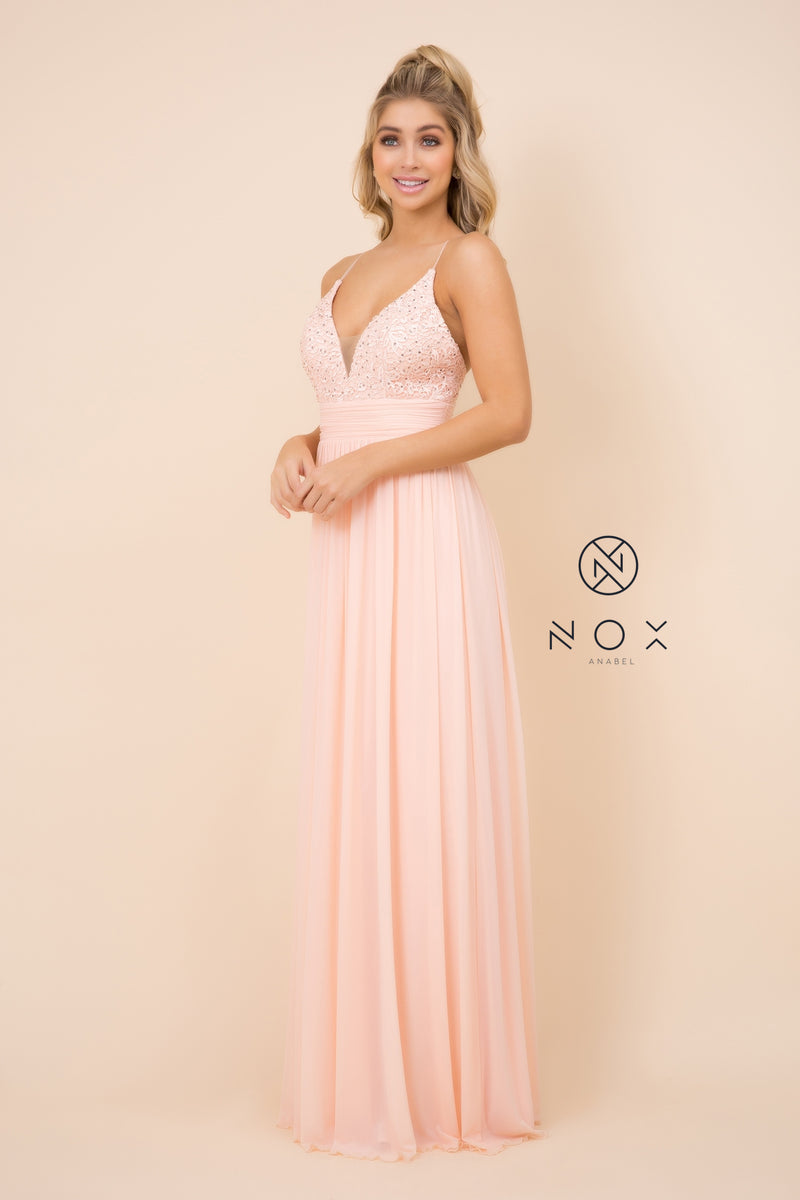 MyFashion.com - PARTY COCKTAIL ORNATE BODICE EMPIRE A-LINE GOWN BY NOX ANABEL (A070) - Nox Anabel promdress eveningdress fashion partydress weddingdress 
 gown homecoming promgown weddinggown 