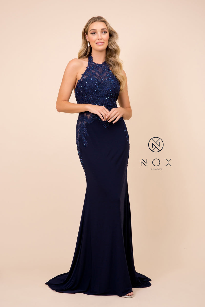 MyFashion.com - LONG HALTER JERSEY SPECIAL OCCASION DRESS. (A175) - Nox Anabel promdress eveningdress fashion partydress weddingdress 
 gown homecoming promgown weddinggown 