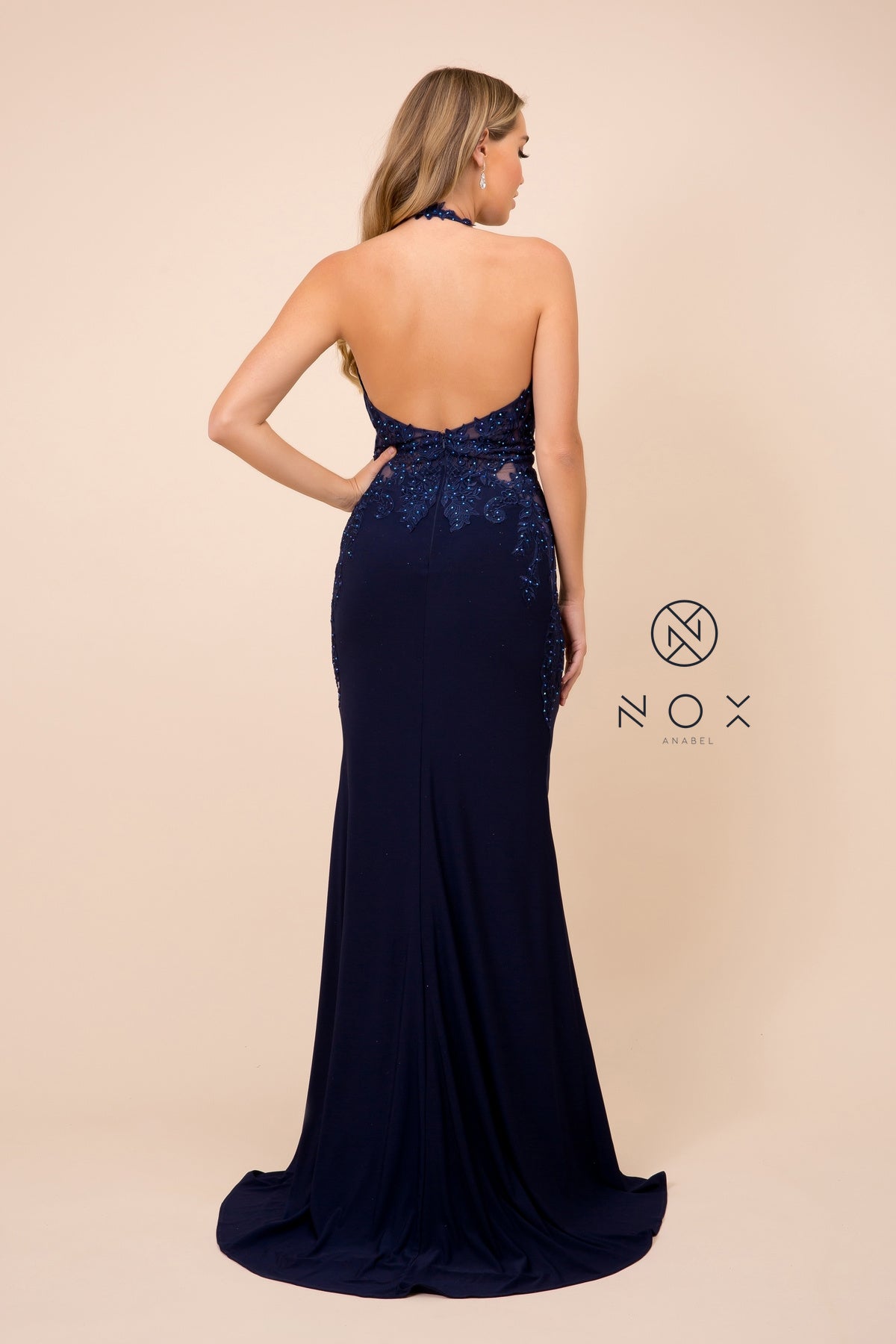 MyFashion.com - LONG HALTER JERSEY SPECIAL OCCASION DRESS. (A175) - Nox Anabel promdress eveningdress fashion partydress weddingdress 
 gown homecoming promgown weddinggown 