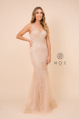 MyFashion.com - LONG SLEEVELESS MERMAID DRESS WITH DEEP V-NECK DESIGN (A398) - Nox Anabel promdress eveningdress fashion partydress weddingdress 
 gown homecoming promgown weddinggown 