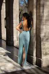Backless Beaded Long Dress By Chic And Holland -AN1408