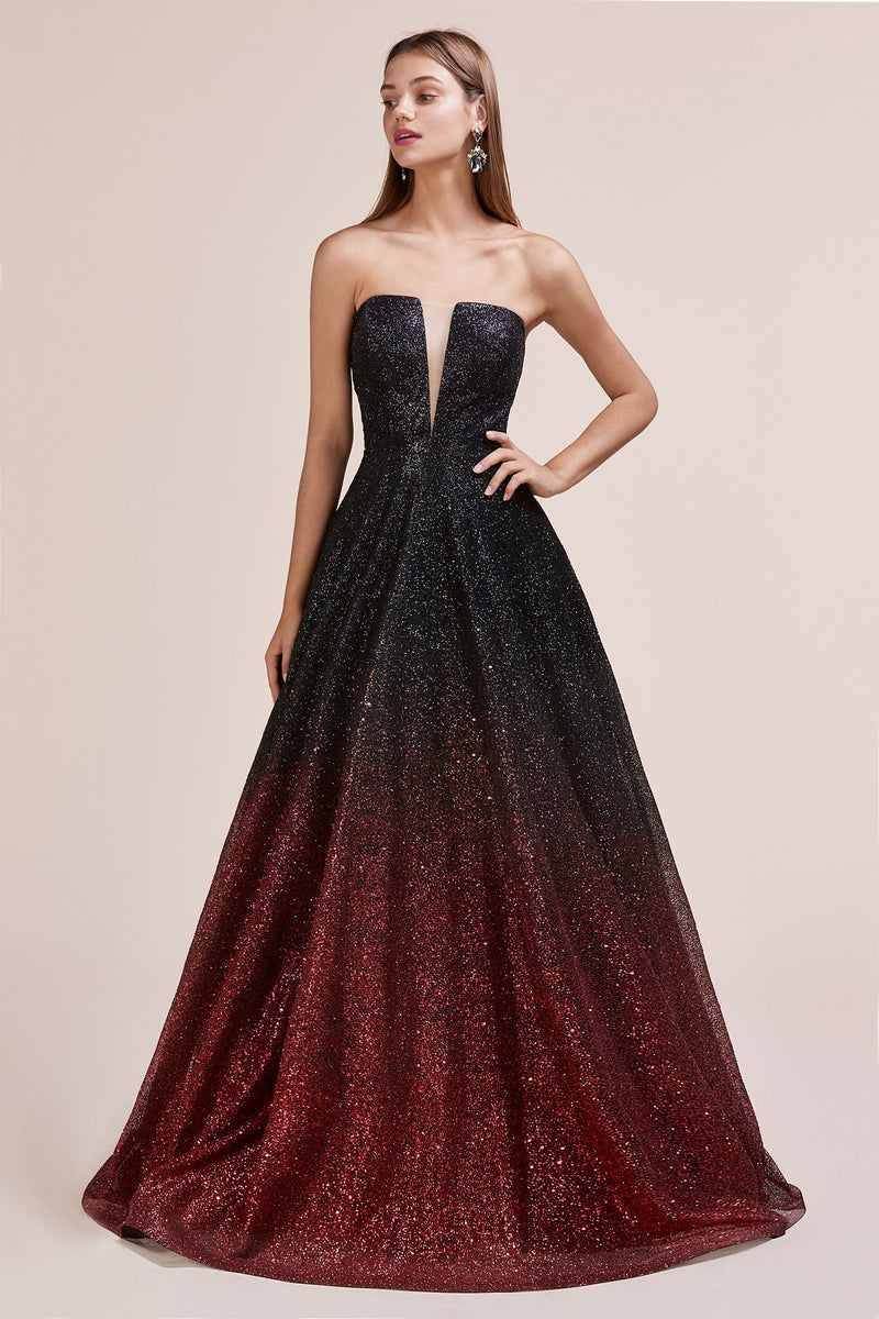 MyFashion.com - PLUNGING SWEETHEART OMBRE GLITTER BALLGOWN(A0659) - Andrea&Leo promdress eveningdress fashion partydress weddingdress 
 gown homecoming promgown weddinggown 