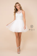 MyFashion.com - FULLY LINED SPARKLY LACE TULLE COCKTAIL DRESS BY NOX ANABEL (B652) - Nox Anabel promdress eveningdress fashion partydress weddingdress 
 gown homecoming promgown weddinggown 