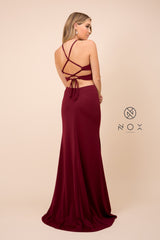 MyFashion.com - SEXY CUTOUT HALTER NECK LACE-UP BACK SHEATH GOWN PARTY DRESS BY NOX ANABEL (C026) - Nox Anabel promdress eveningdress fashion partydress weddingdress 
 gown homecoming promgown weddinggown 