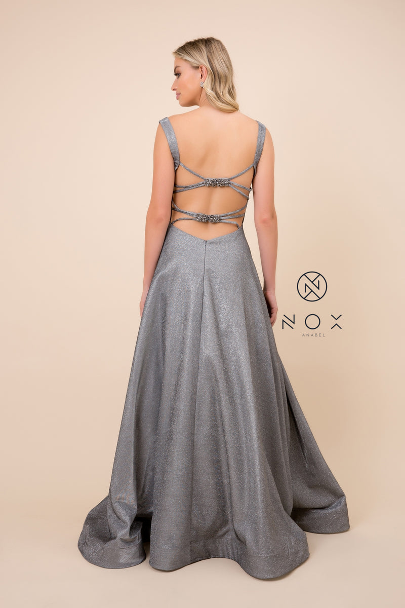 MyFashion.com - A-LINE BALL GOWN WITH DETAILED STRAP BACK. (C240) - Nox Anabel promdress eveningdress fashion partydress weddingdress 
 gown homecoming promgown weddinggown 