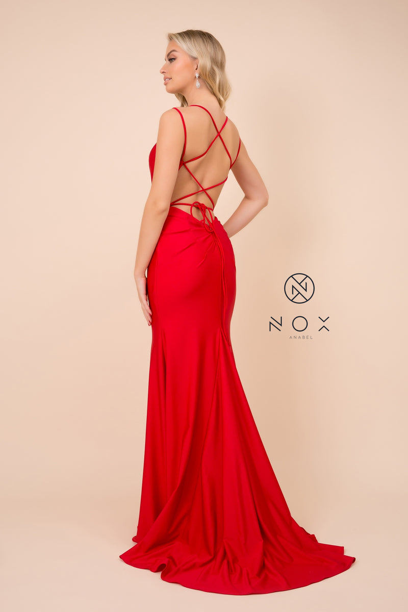 MyFashion.com - MERMAID FITTED DRESS WITH OPEN STRAP BACK AND SQUARE-CUT BODICE (C301) - Nox Anabel promdress eveningdress fashion partydress weddingdress 
 gown homecoming promgown weddinggown 