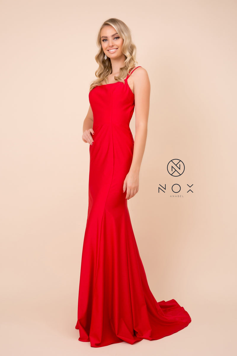 MyFashion.com - MERMAID FITTED DRESS WITH OPEN STRAP BACK AND SQUARE-CUT BODICE (C301) - Nox Anabel promdress eveningdress fashion partydress weddingdress 
 gown homecoming promgown weddinggown 