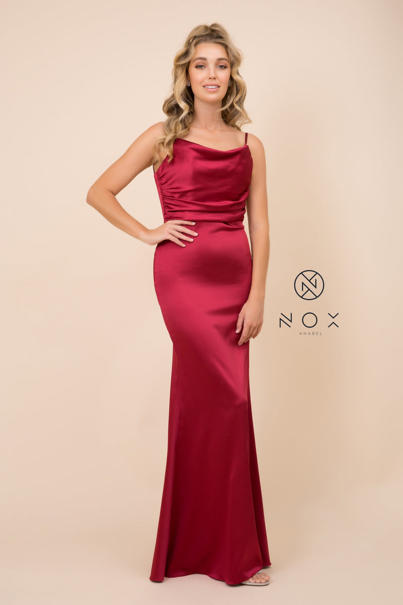 MyFashion.com - OPEN BACK SATIN GOWN WITH ADJUSTABLE SPAGHETTI STRAPS (C302) - Nox Anabel promdress eveningdress fashion partydress weddingdress 
 gown homecoming promgown weddinggown 