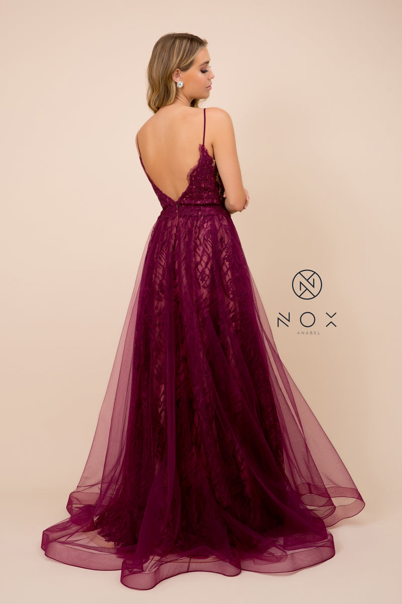 MyFashion.com - LONG SLEEVELESS DRESS WITH EMBELLISHED OPEN BACK (C305) - Nox Anabel promdress eveningdress fashion partydress weddingdress 
 gown homecoming promgown weddinggown 