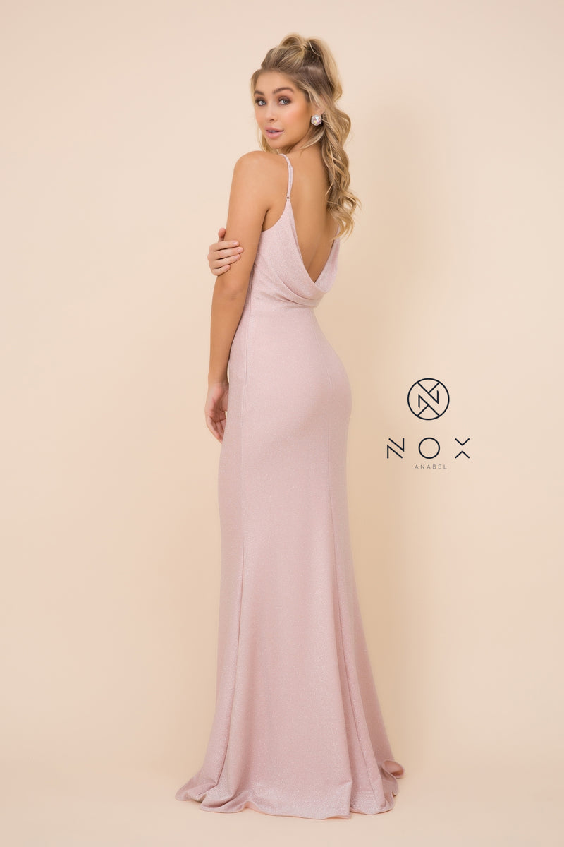 MyFashion.com - ROSE COLORED SLEEVELESS DRESS WITH SPAGHETTI STRAP (C307) - Nox Anabel promdress eveningdress fashion partydress weddingdress 
 gown homecoming promgown weddinggown 