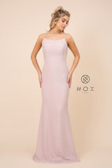 MyFashion.com - ROSE COLORED SLEEVELESS DRESS WITH SPAGHETTI STRAP (C307) - Nox Anabel promdress eveningdress fashion partydress weddingdress 
 gown homecoming promgown weddinggown 
