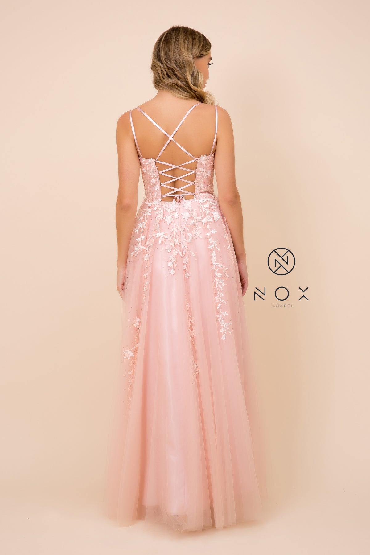 MyFashion.com - FLOOR-LENGTH DRESS WITH FLORAL DESIGN AND SPAGHETTI STRAPS (C415) - Nox Anabel promdress eveningdress fashion partydress weddingdress 
 gown homecoming promgown weddinggown 