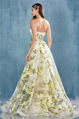 MyFashion.com - SPAGHETTI STRAP SWEETHEART SHEATH ORGANZA PRINT GOWN WITH AN OVERSKIRT. BACK ZIPPER CLOSURE, NO STRETCH.(A0770) - Andrea&Leo promdress eveningdress fashion partydress weddingdress 
 gown homecoming promgown weddinggown 