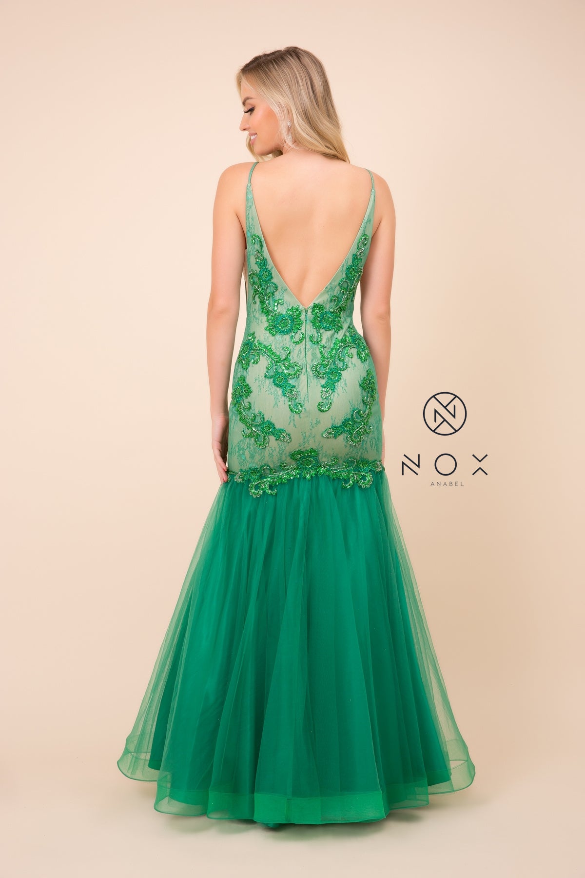 MyFashion.com - MERMAID LACE GOWN WITH SHEER SIDE CUTOUTS (E185) - Nox Anabel promdress eveningdress fashion partydress weddingdress 
 gown homecoming promgown weddinggown 