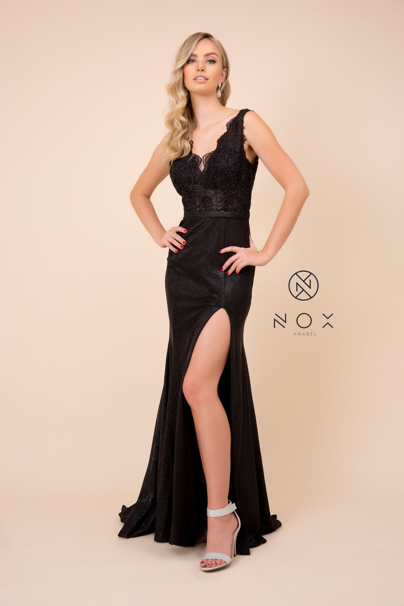 MyFashion.com - LONG MERMAID DRESS WITH LACED BODICE AND V-SHAPED OPEN BACK (E373) - Nox Anabel promdress eveningdress fashion partydress weddingdress 
 gown homecoming promgown weddinggown 
