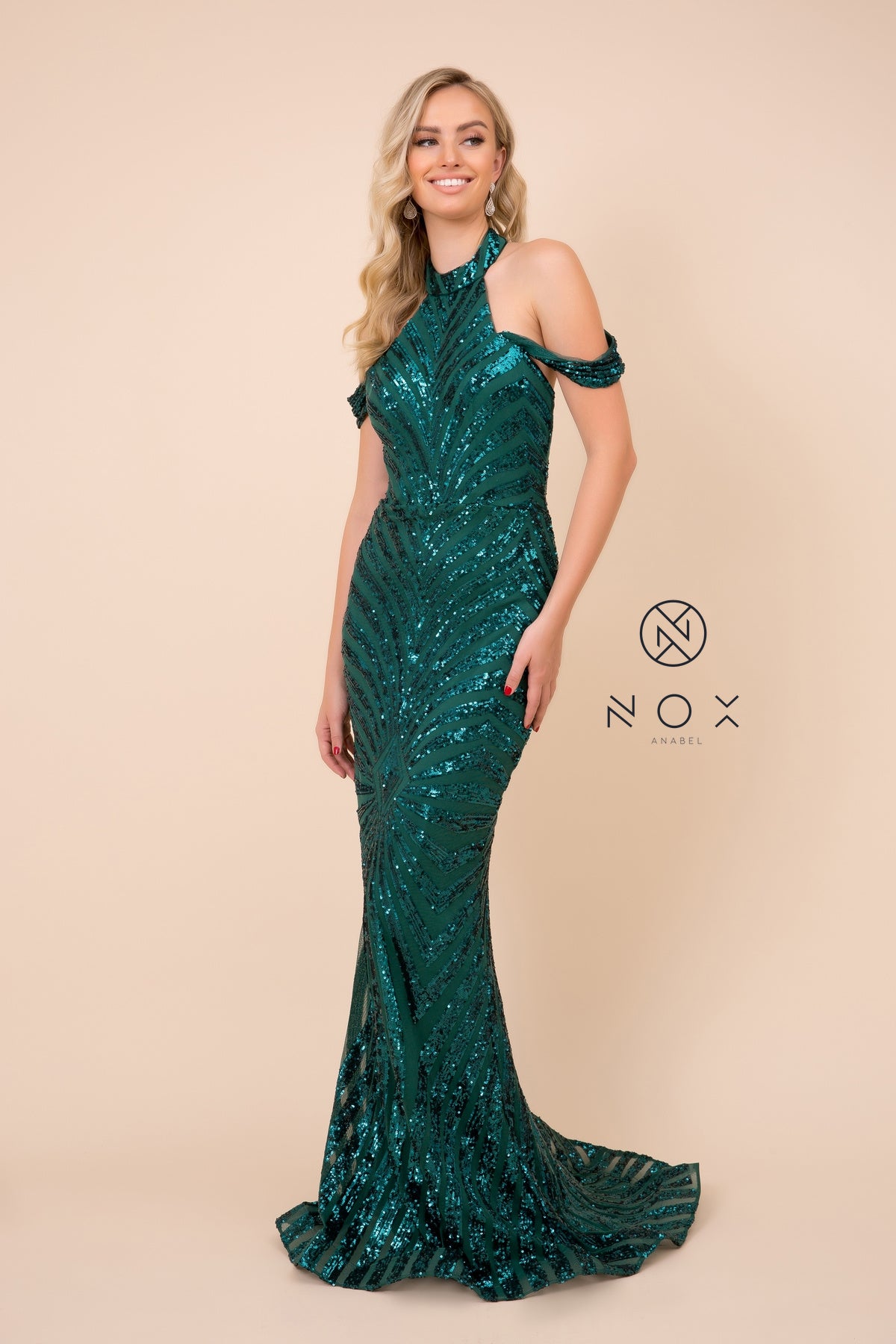 MyFashion.com - FULL-LENGTH COLD SHOULDER MERMAID DRESS WITH OPEN BACK (E377) - Nox Anabel promdress eveningdress fashion partydress weddingdress 
 gown homecoming promgown weddinggown 
