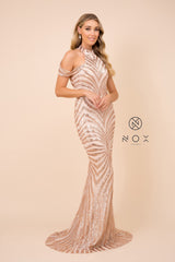 MyFashion.com - FULL-LENGTH COLD SHOULDER MERMAID DRESS WITH OPEN BACK (E377) - Nox Anabel promdress eveningdress fashion partydress weddingdress 
 gown homecoming promgown weddinggown 