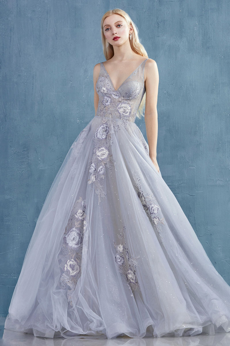 MyFashion.com - A DRAMATIC V-NECK TULLE BALLGOWN WITH BEADED LACE DETAILS(A0893) - Andrea&Leo promdress eveningdress fashion partydress weddingdress 
 gown homecoming promgown weddinggown 