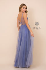 MyFashion.com - FULL-LENGTH SLEEVELESS EMBELLISHED DRESS WITH SIDE LEG SLIT (G388) - Nox Anabel promdress eveningdress fashion partydress weddingdress 
 gown homecoming promgown weddinggown 