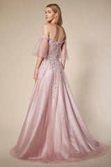 MyFashion.com - OFF THE SHOULDER TULLE AND LACE FLUTTER SLEEVE A-LINE GOWN(A0699) - Andrea&Leo promdress eveningdress fashion partydress weddingdress 
 gown homecoming promgown weddinggown 