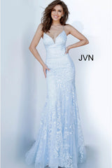 Embroidered V Neck Trumpet Gown By Jovani -JVN02258