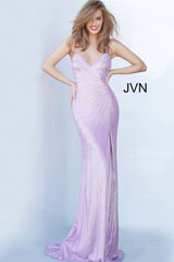 Embellished High Slit Fitted Prom Dress By Jovani -JVN03063