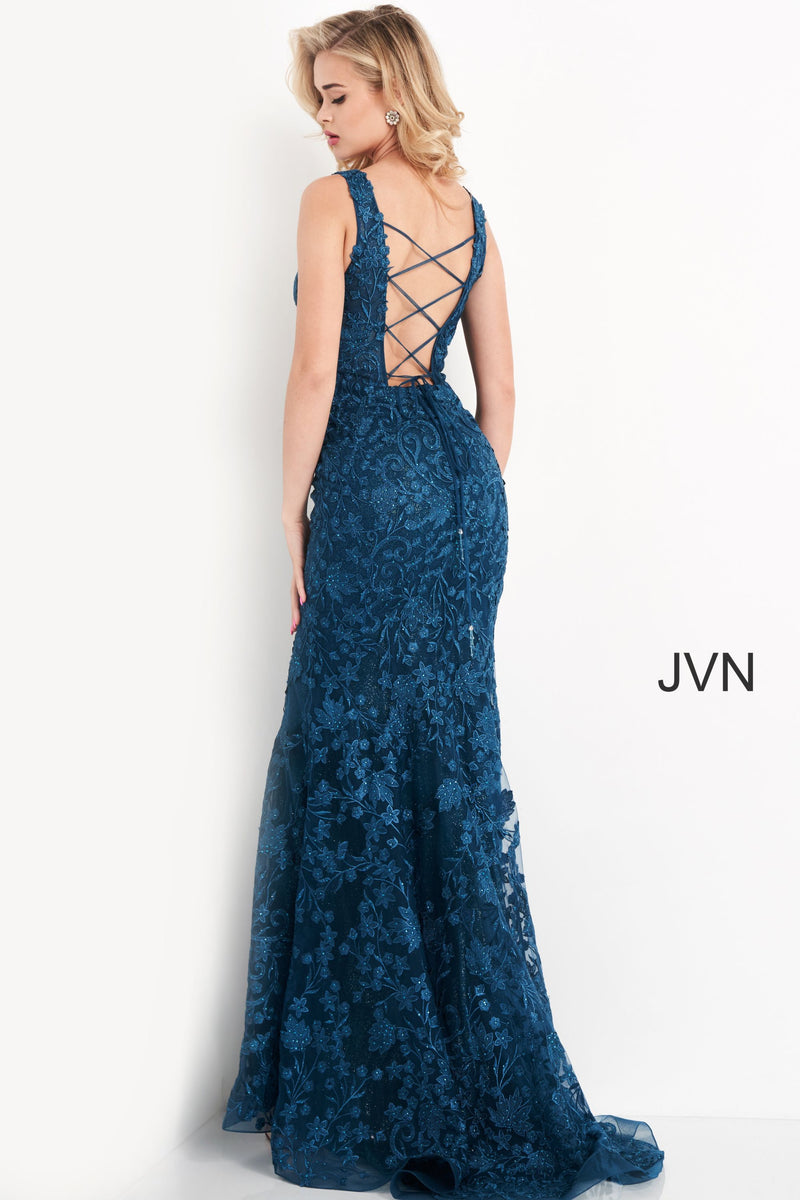 Embroidered Plunging Neck Prom Dress By Jovani -JVN04591