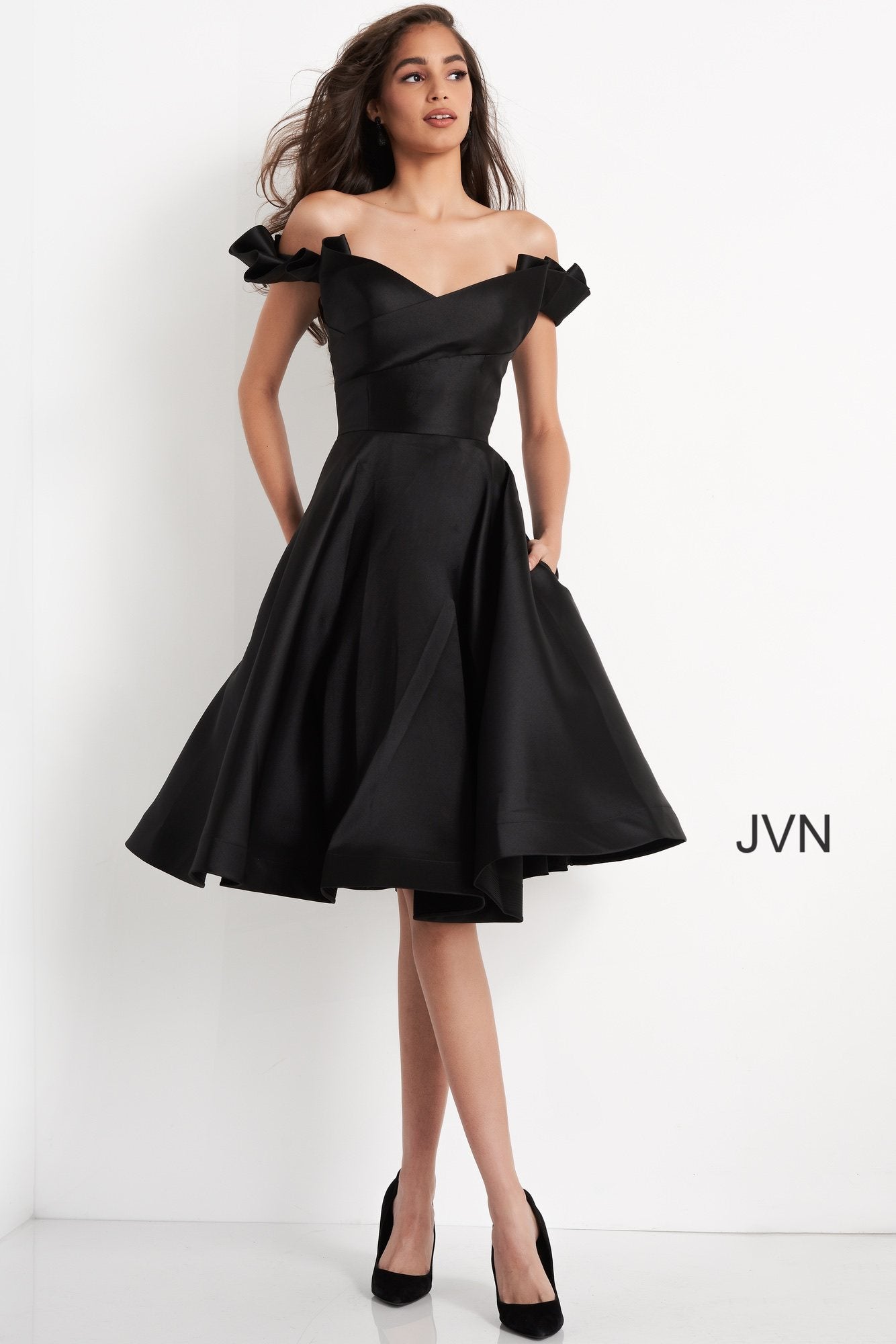 Fit And Flare Mikado Cocktail Dress By Jovani -JVN04718