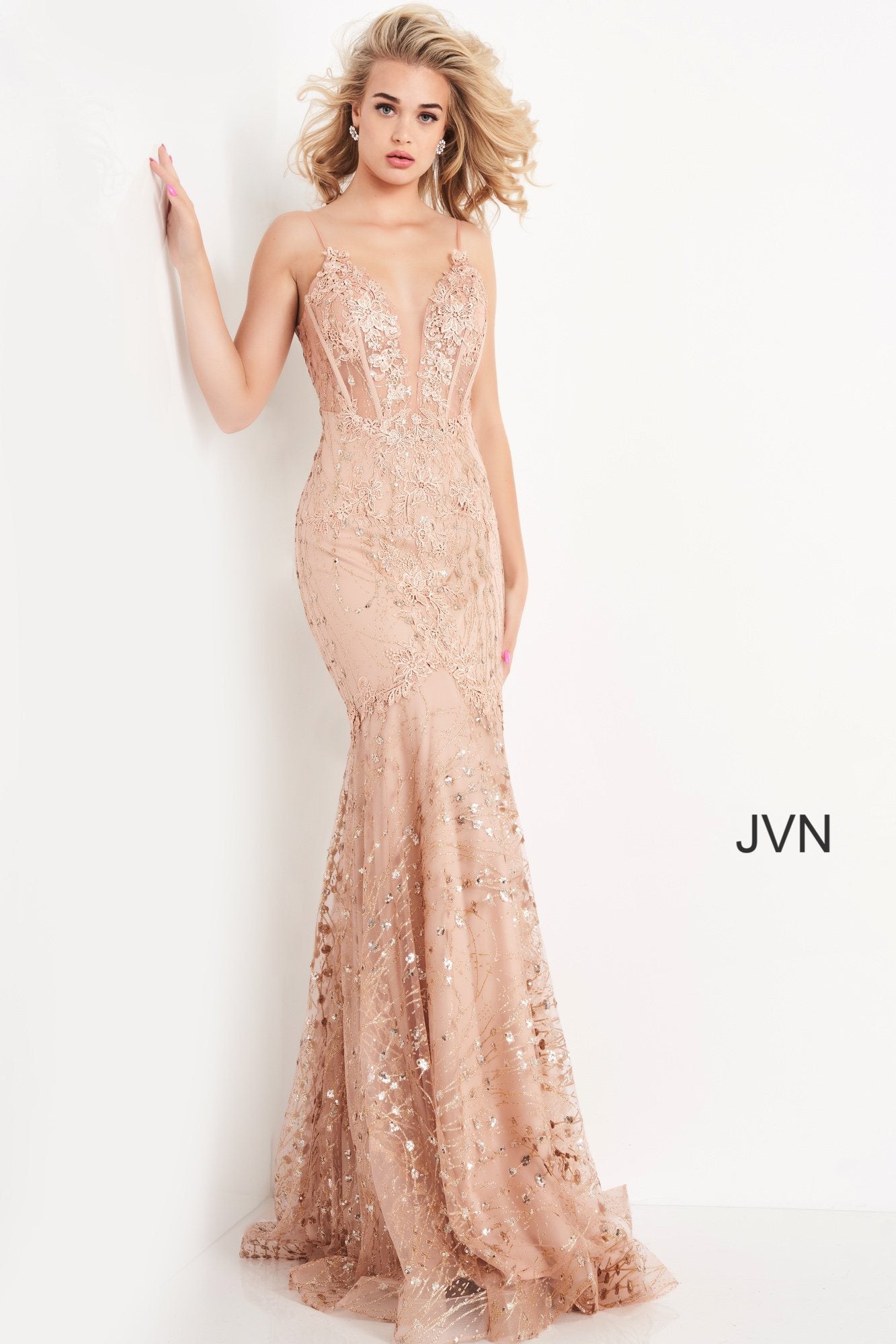 Sheer Corset Bodice Prom Dress By Jovani -JVN05788