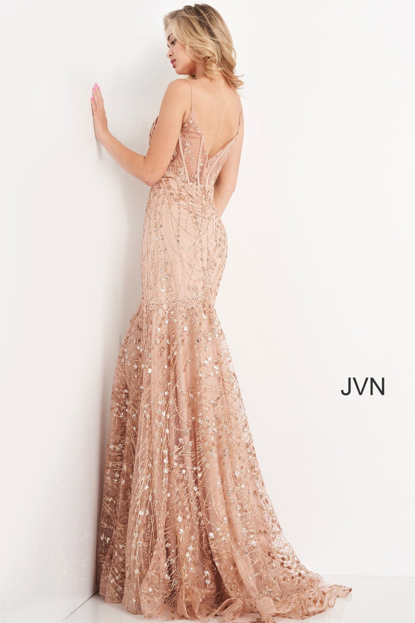 Sheer Corset Bodice Prom Dress By Jovani -JVN05788