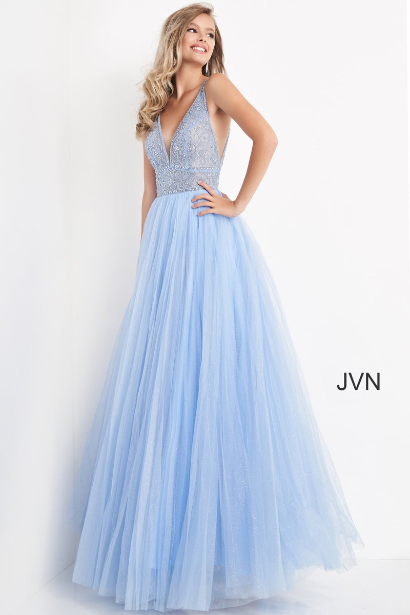 Tulle Skirt Sleeveless Prom Gown By Jovani -JVN05818