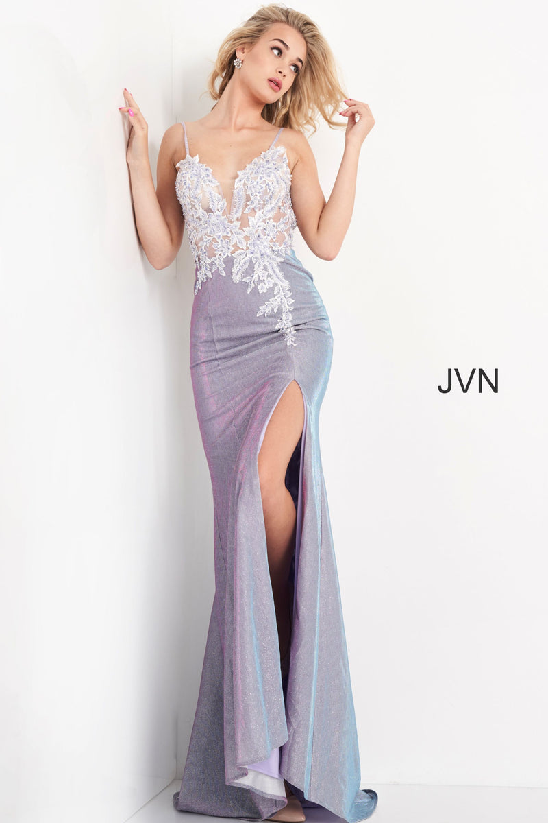 Embroidered Bodice Fitted Prom Dress By Jovani -JVN06454