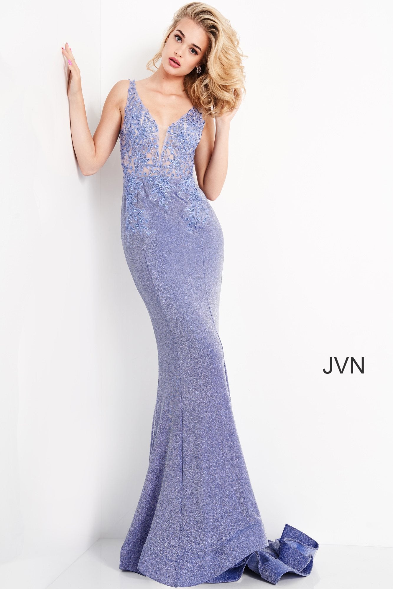 Floral Bodice Sheath Prom Dress By Jovani -JVN06505
