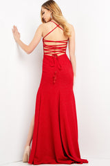Spaghetti Strap High Slit Prom Dress By Jovani -JVN06608