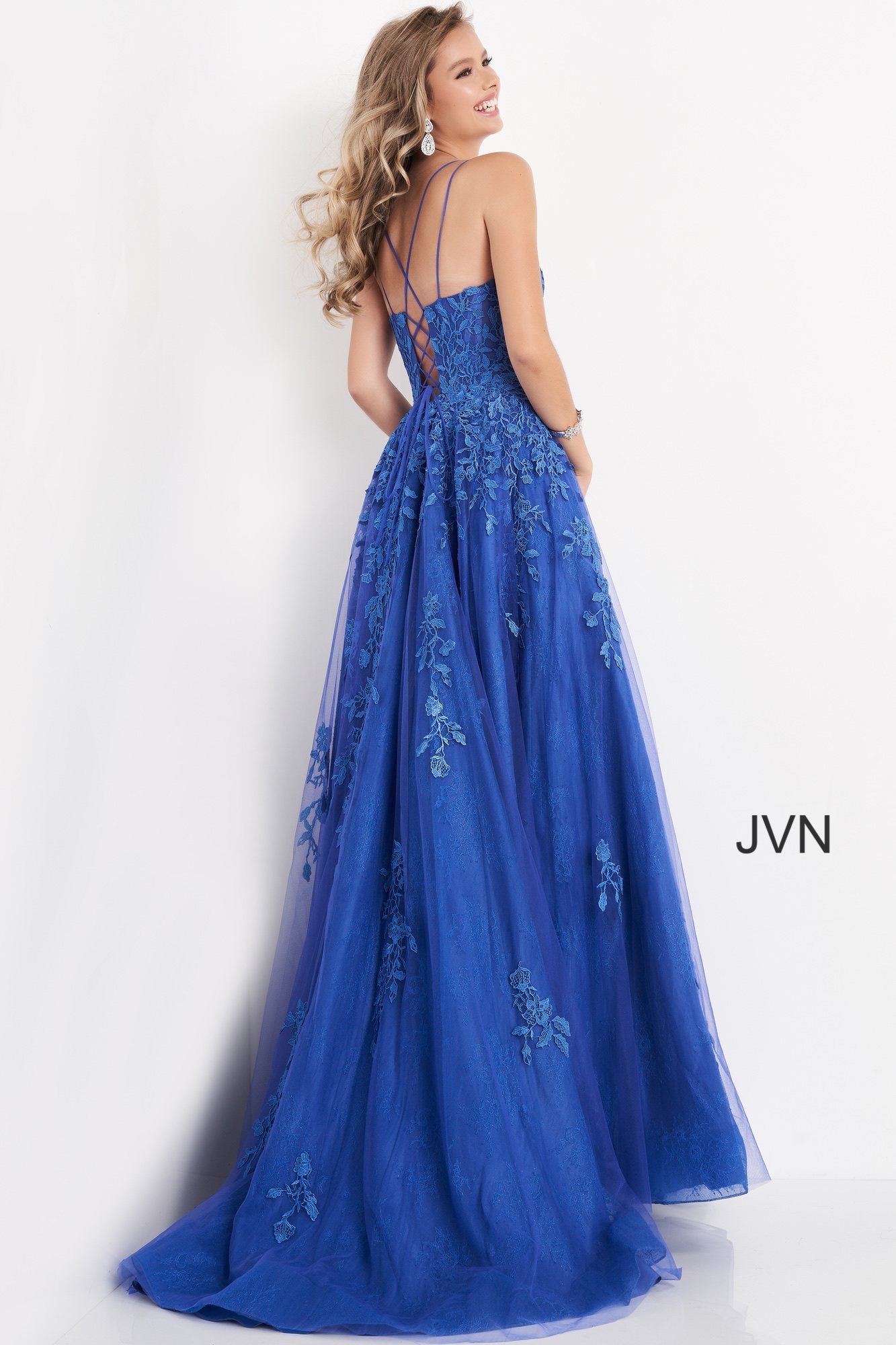 Spaghetti Strap Embroidered Prom Gown By Jovani -06644