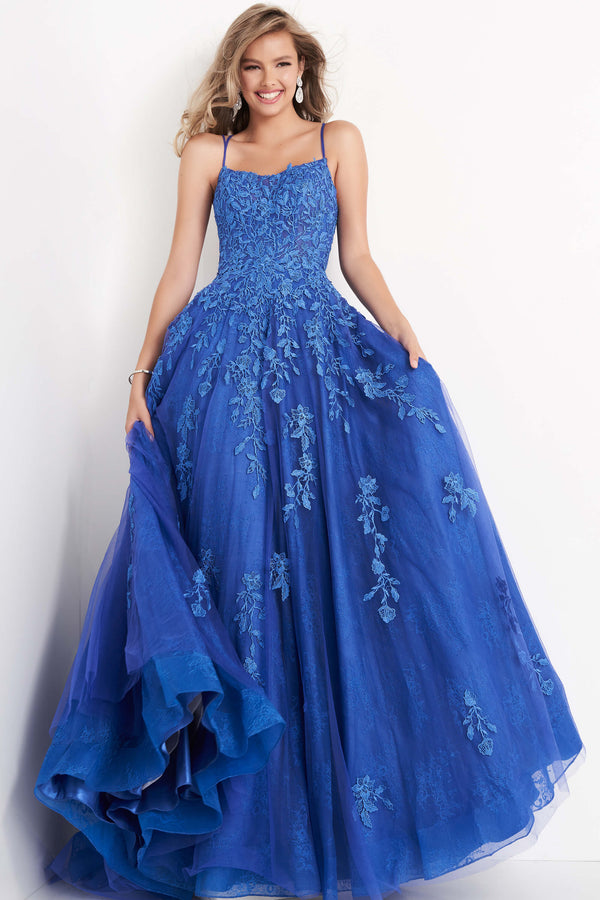 Spaghetti Strap Embroidered Prom Gown By Jovani -JVN06644