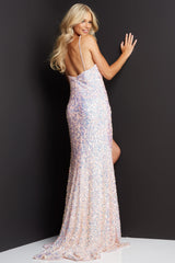 Sequin High Slit V Neck Prom Dress By Jovani -JVN07590