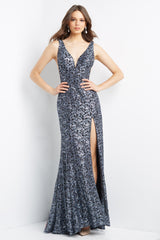 Lace High Slit Sheath Prom Dress By Jovani -JVN08512